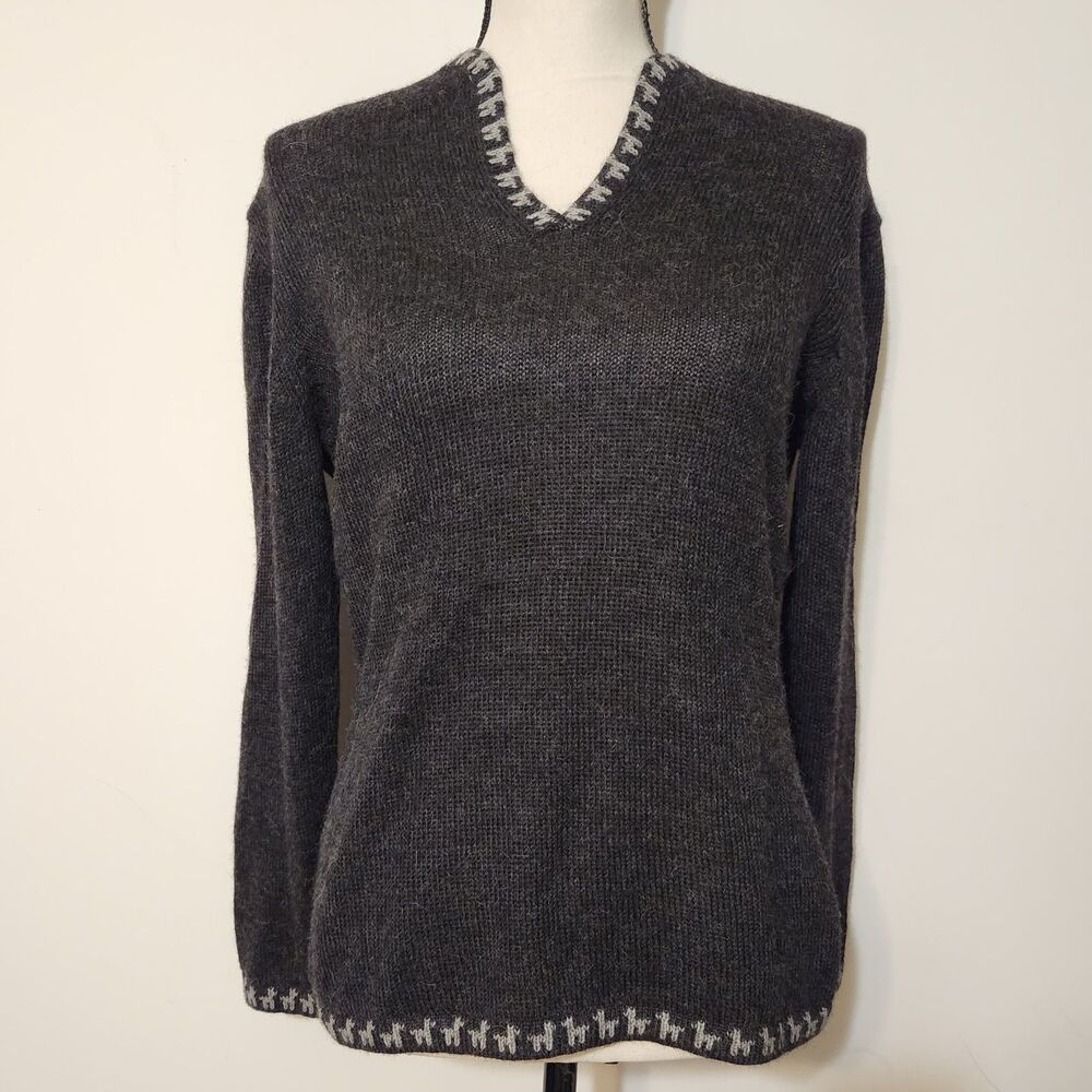 Textiland Gray Baby Alpaca Fuzzy Soft Sweater Cozy